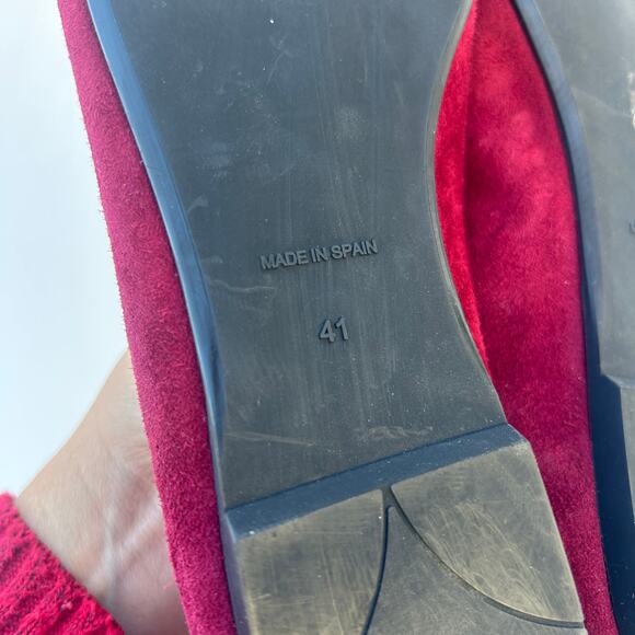 Pretty Ballerinas Burgundy Suede Black Tassel Loafers Preppy 41 Red Flats 10 - Picture 9 of 9